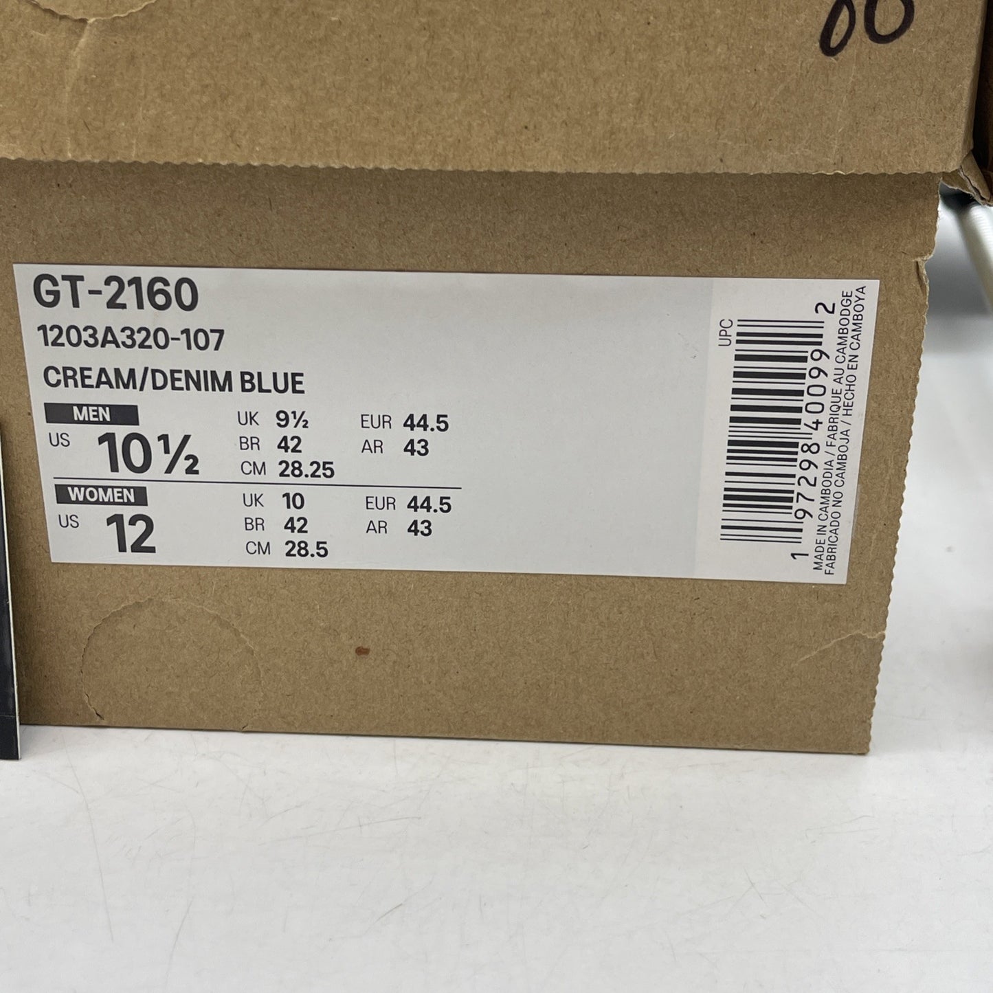 Size 10.5 - Asics Sportstyle GT-2160 Cream Denim Blue Running (1203A320-107)