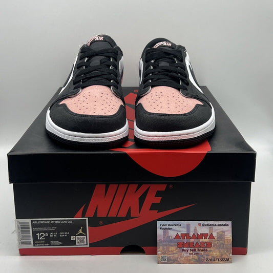 Size 12.5 - Jordan 1 Low OG Bleached Coral Brand New Og All Black White