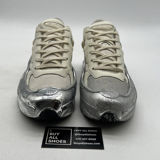 Size 9.5 - Adidas x Raf Simons Ozweego Sneaker Metallic Mirrored Silver Cream