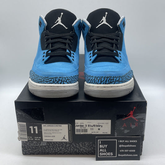 Size 11 - Air Jordan 3 Retro Powder Blue Black Suede (136064-406)