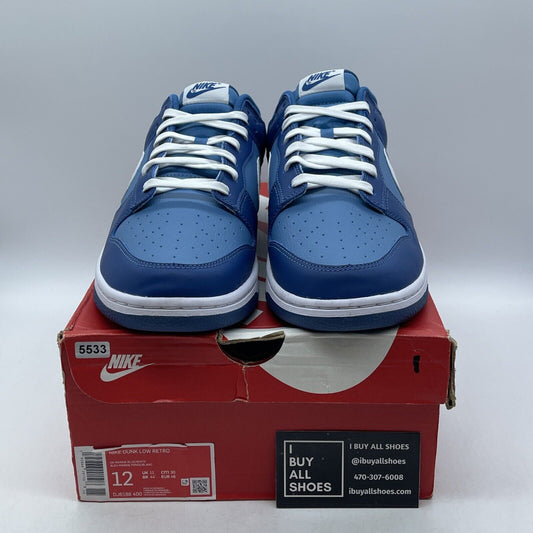 Size 12 - Nike Dunk Low Dark Marina Blue White Suede Leather (DJ6188-400)