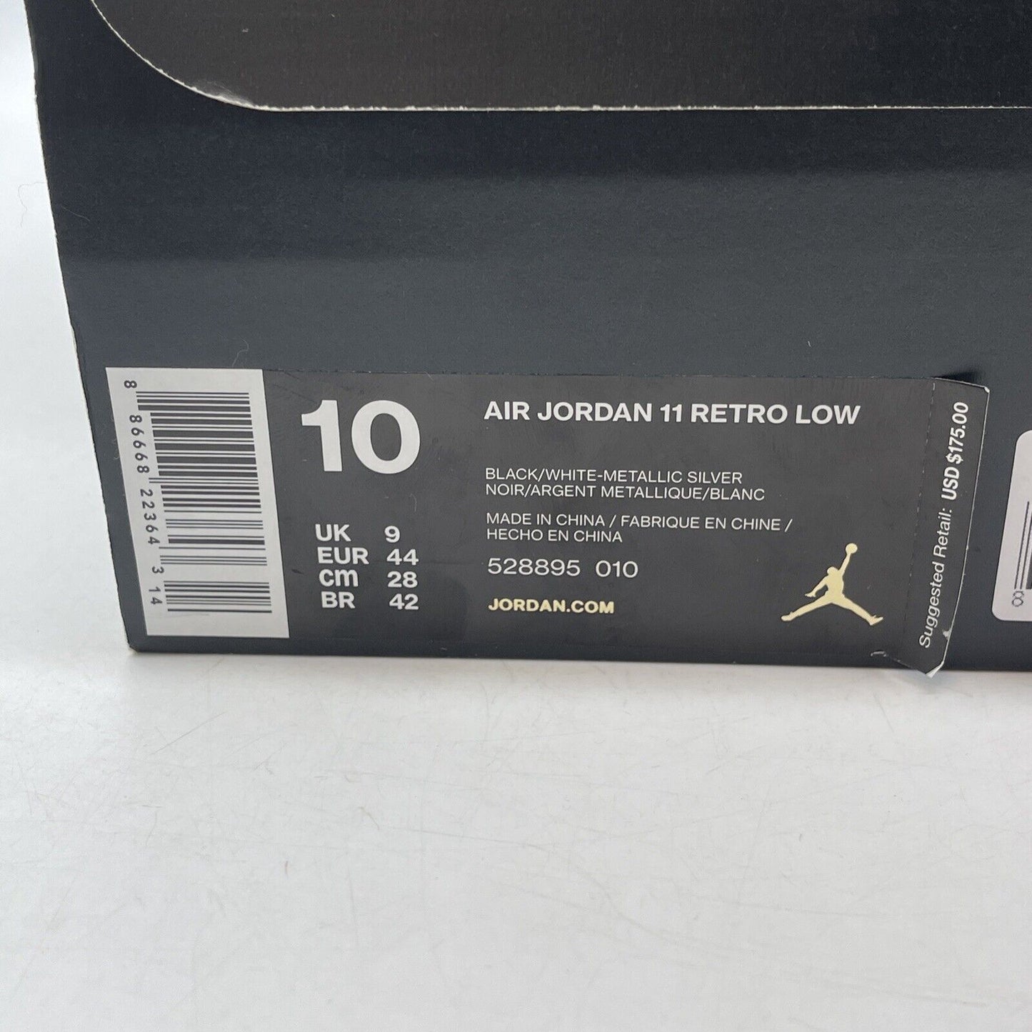 Size 10 - Air Jordan 11 Retro Low Barons Black White Grey Leather (528895-010)