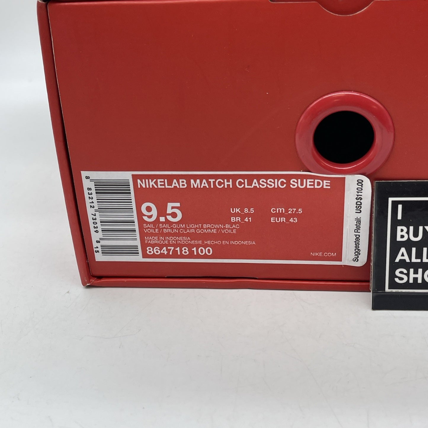 Size 9.5 - NikeLab Match Classic Suede Sail White (864718-100)
