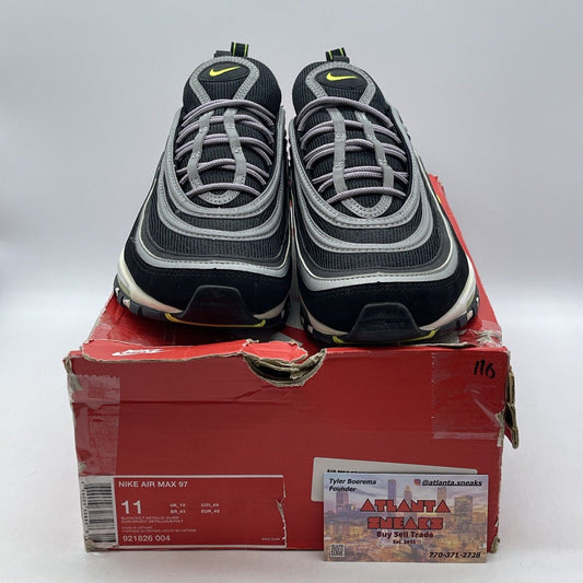 Size 11 - Nike Air Max 97 OG QS Neon Green Black Grey Suede Leather (921826-004)