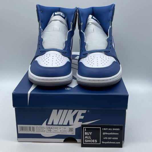 Size 10 - Jordan 1 Retro OG High True Blue White Grey Leather (DZ5486-410)