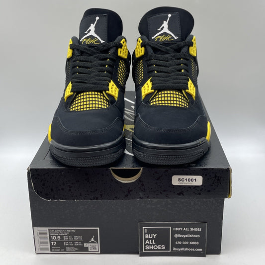 Size 10.5 - Jordan 4 Retro Mid Thunder Black Yellow White Suede (DH6927-017)