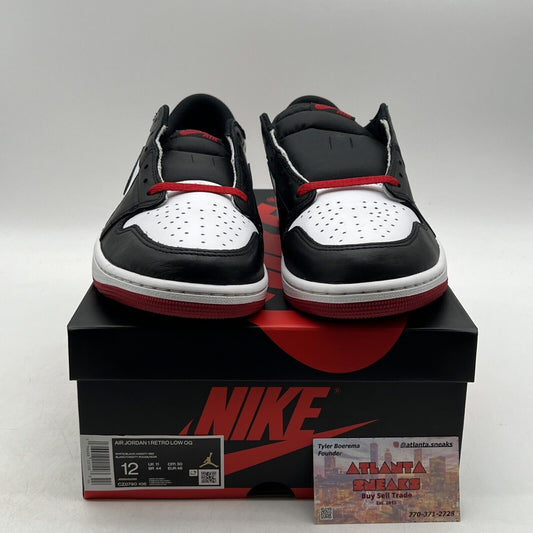 Size 12 - Air Jordan 1 Retro OG Low Black Toe Leather Red White (CZ0790-106)