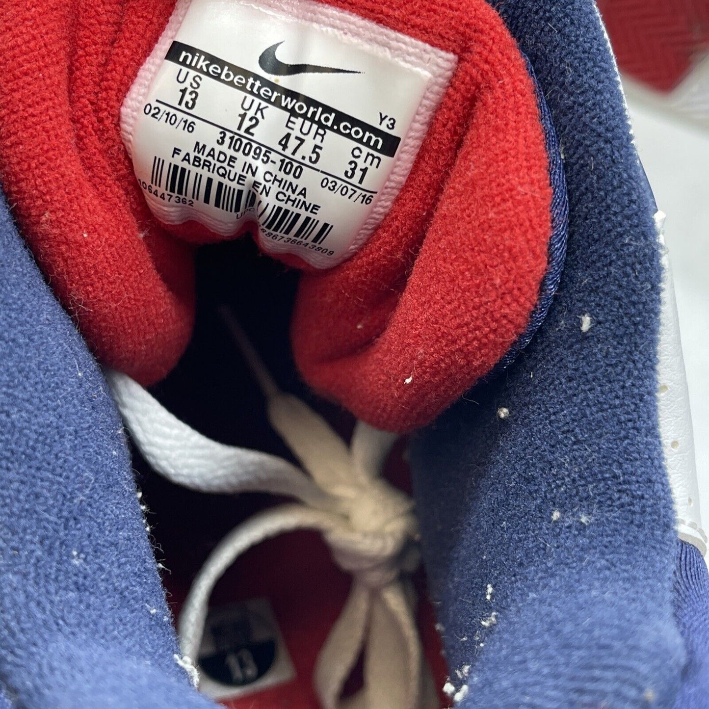 Size 13 - Nike Air Force 180 2012 Dream Team White Blue Red Suede (310095-100)