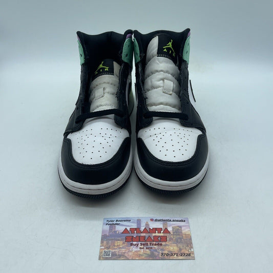 Size 6Y (GS) - Jordan 1 Mid Pastel Purple Black White Leather (554725-175)
