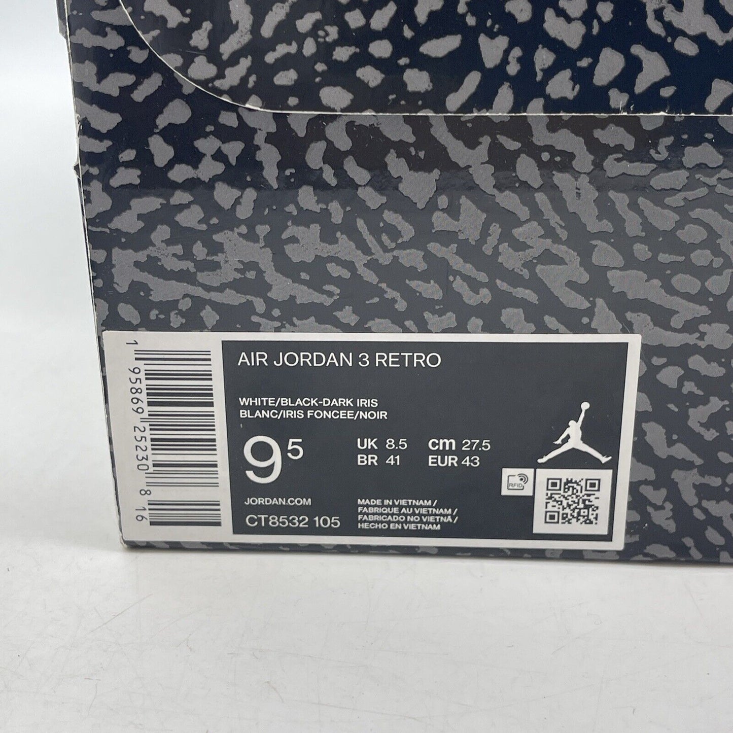 Size 9.5 - Jordan 3 Retro Mid Dark Iris Purple White Leather (CT8532-105)