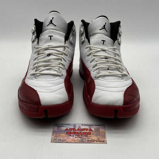 Size 10.5 - Air Jordan 12 Retro 2009 Cherry White Leather Red (130690-110)