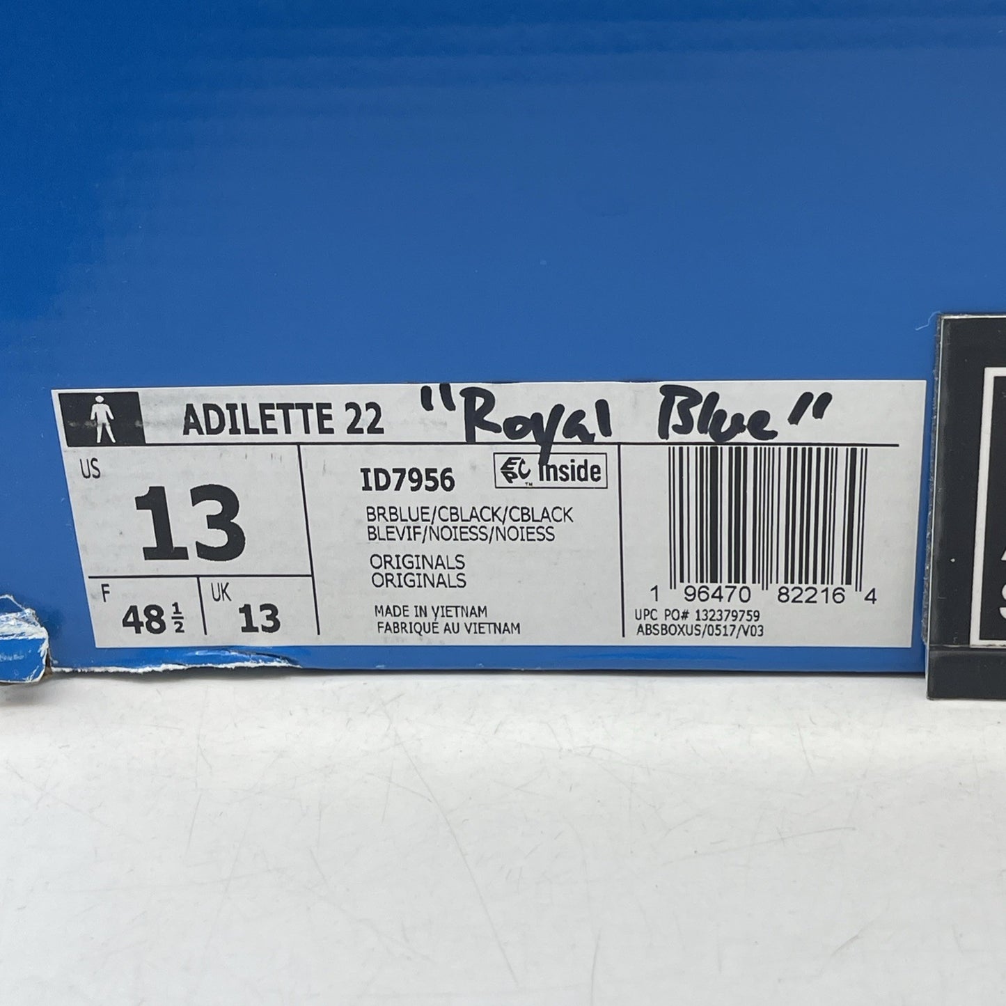 Size 13 - adidas Originals Adilette 22 Slides Black Blue (ID7956)