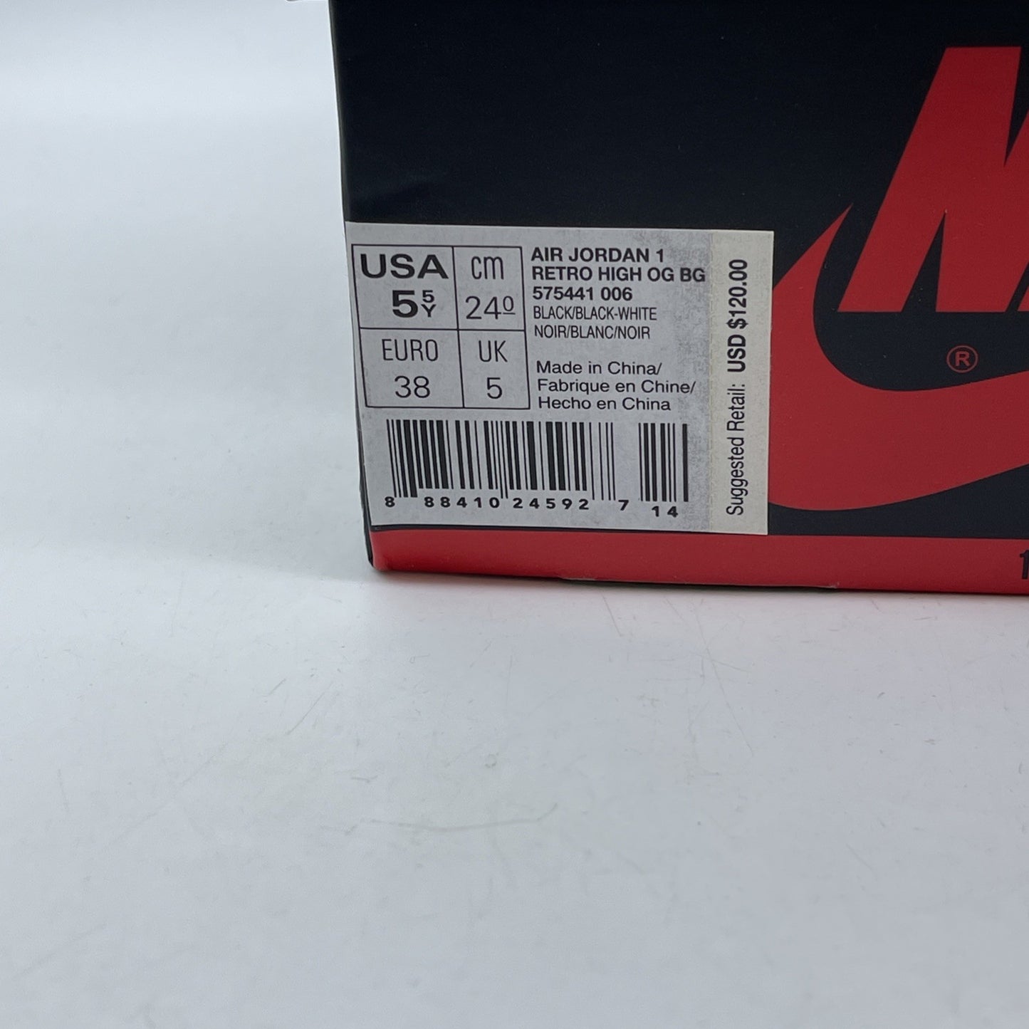 Size 5.5Y - Jordan 1 Retro High OG Cyber Monday Black Leather (575441-006)