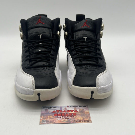 Size 10.5 - Jordan 12 Retro Mid Playoff Black White Leather Red (CT8013-006)