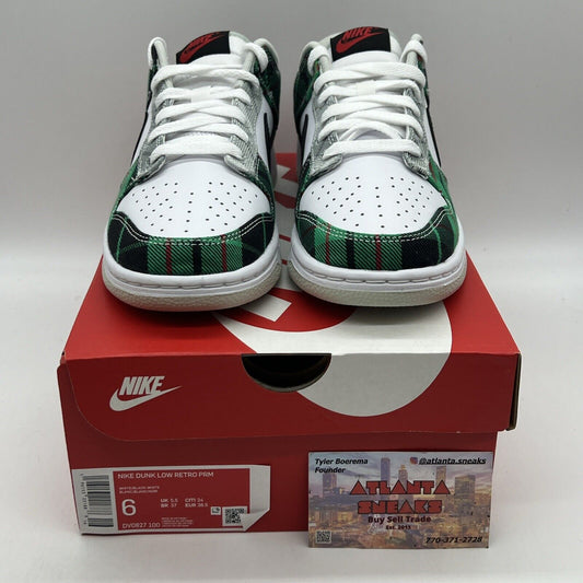 Nike Dunk Low 'Tartan Plaid' White Black Red Grey DV0827-100 Size 6Y Brand New