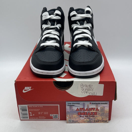 Size 1Y (GS) - Nike Dunk High Anthracite White Black Leather (DH9753-001)