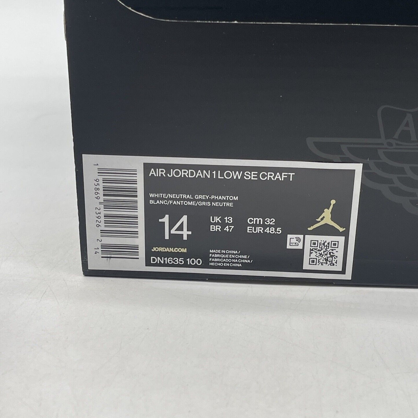 Size 14 - Air Jordan 1 SE Craft Low Inside Out Grey Suede Leather (DN1635-100)
