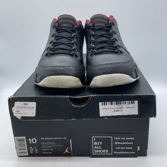 Size 10 - Air Jordan 9 Retro Low Snakeskin Black Red Leather (832822-001)