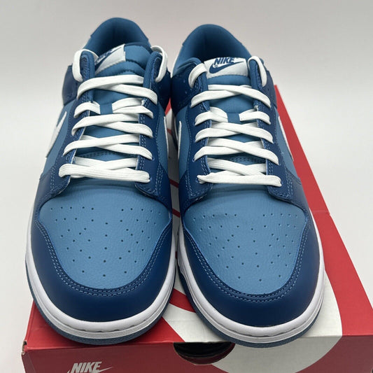 Size 12.5 - Nike Dunk Low Dark Marina Blue 2021 Navy Unc White Leather OG All Bo