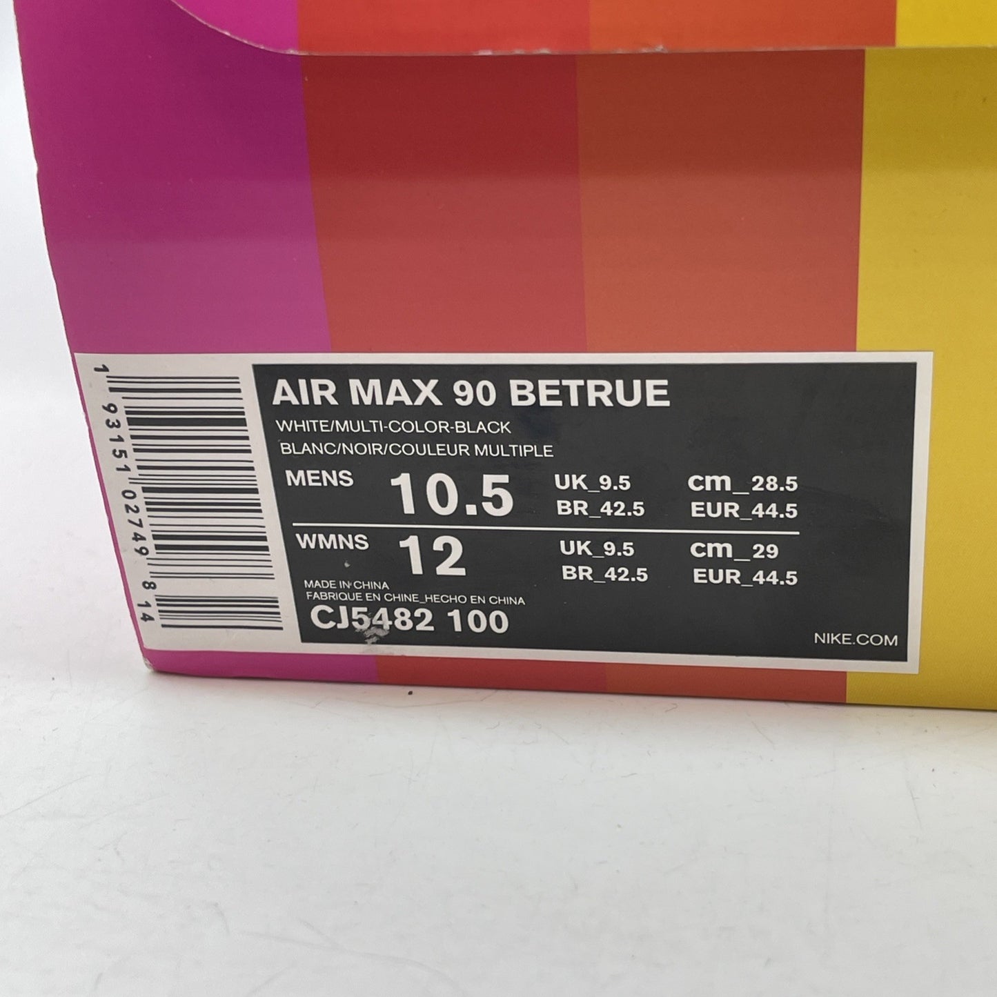 Size 10.5 - Nike Air Max 90 Be True White Black Suede Leather (CJ5482-100)