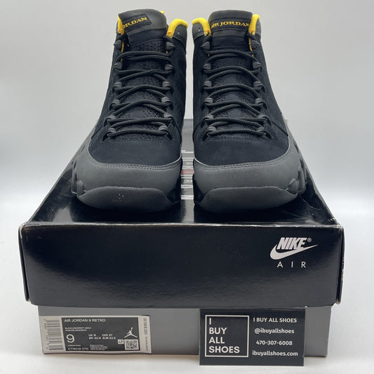 Size 9 - Jordan 9 Retro Black Grey Yellow Suede (CT8019-070)