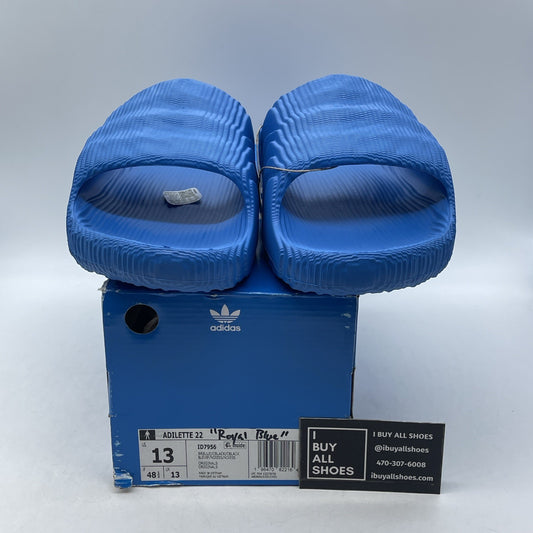 Size 13 - adidas Originals Adilette 22 Slides Black Blue (ID7956)