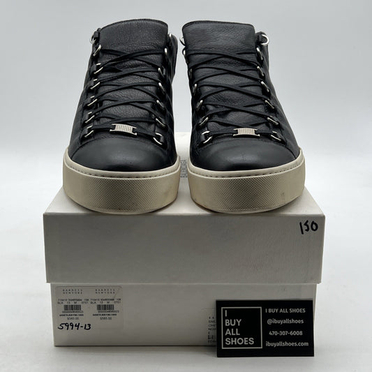 Size 46 - Balenciaga Black Leather Chevre Hamilton Hi-Top Sneaker