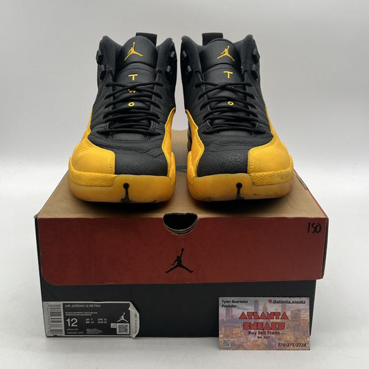Size 12 - Jordan 12 Retro University Gold 2020 Black Yellow Leather (130690-070)