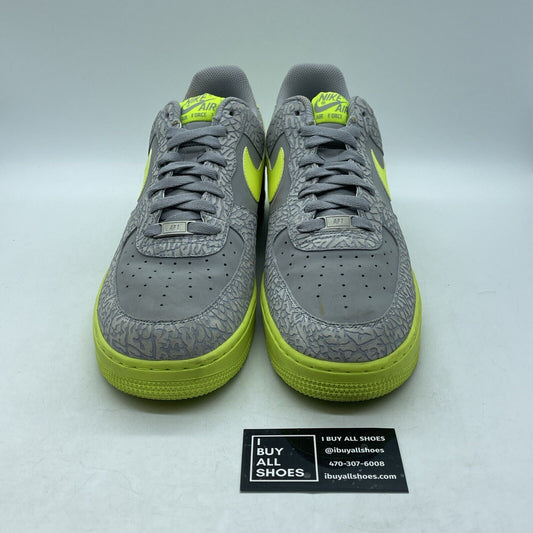 Size 13 - Nike Air Force 1 Low Elephant Volt Neon Green Grey Suede (488298-041)