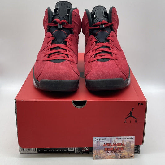 Size 11 - Air Jordan 6 Retro Toro Bravo Black Red Suede Leather (CT8529-600)