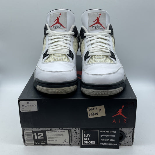 Size 12 - Jordan 4 Retro OG Mid White Cement White Grey Leather (840606-192)