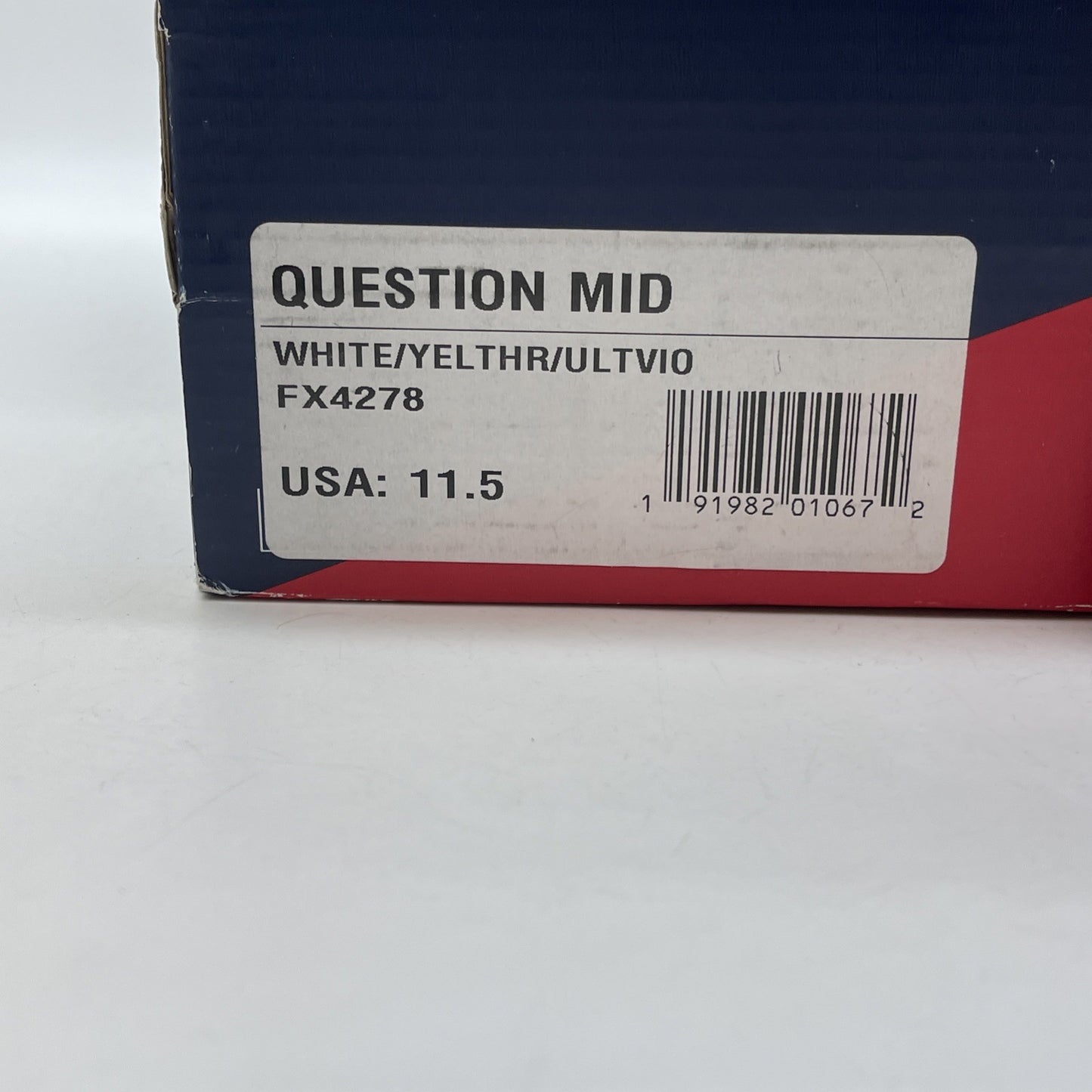 Size 11.5 - Reebok Question Mid Allen Iverson White Yellow Toe Lakers Kobe