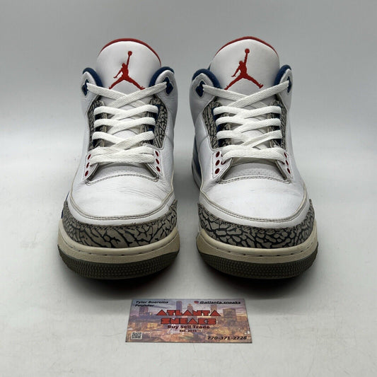 Size 12 - Jordan 3 Retro OG Mid True Blue White Grey Leather (854262-106)