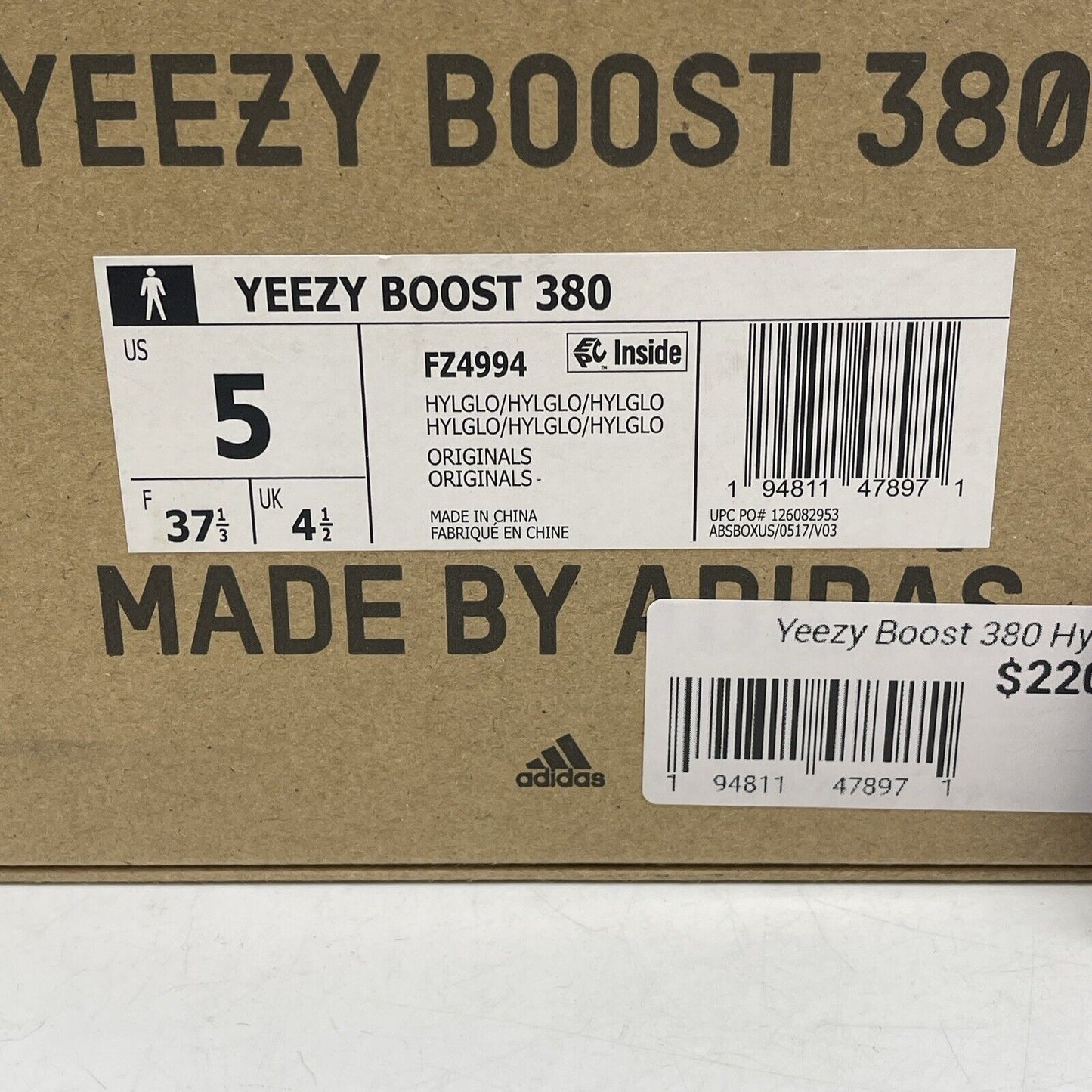 Size 5 - adidas Yeezy Boost 380 Hylte Glow Yellow Green Suede (FZ4994)