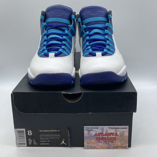 Size 8 - Air Jordan 10 Retro Charlotte Hornets White Purple Leather (310805-107)