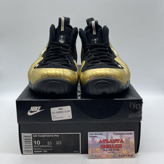 Size 10 - Nike Air Foamposite Pro Metallic Gold Black (624041-701)