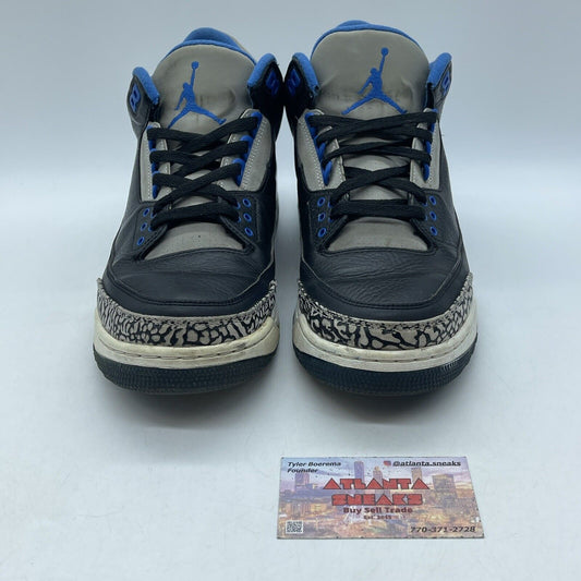 Size 9.5 - Air Jordan 3 Retro Sport Blue Black Leather Grey Suede (136064-007)