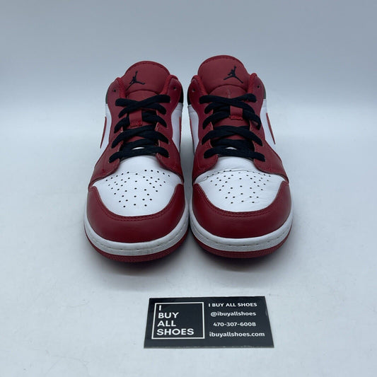 Size 7Y - Jordan 1 Low Reverse Black Toe White Red Leather Suede (553560-163)
