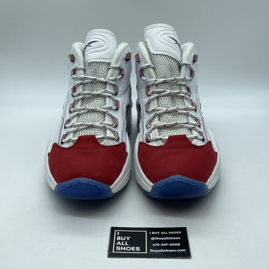 Size 13 - Reebok Question OG 2020 Mid Red Toe Black White Suede (FY1018)
