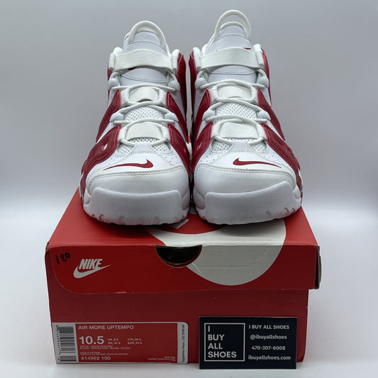 Size 10.5 - Nike Air More Uptempo White Red Leather (414962-100)