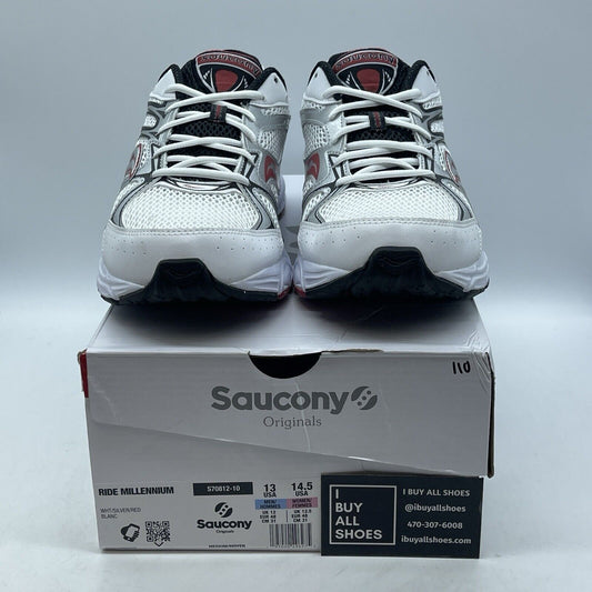 Size 13- Saucony Grid Ride Millennium White Silver Red Suede Leather (S70812-10)
