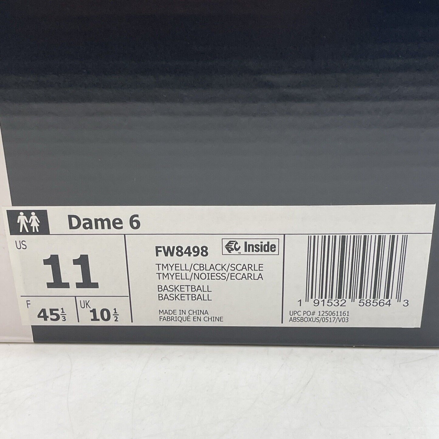 Size 11 - adidas Dame 6 Hot Rod Yellow Black Red (FW8498)