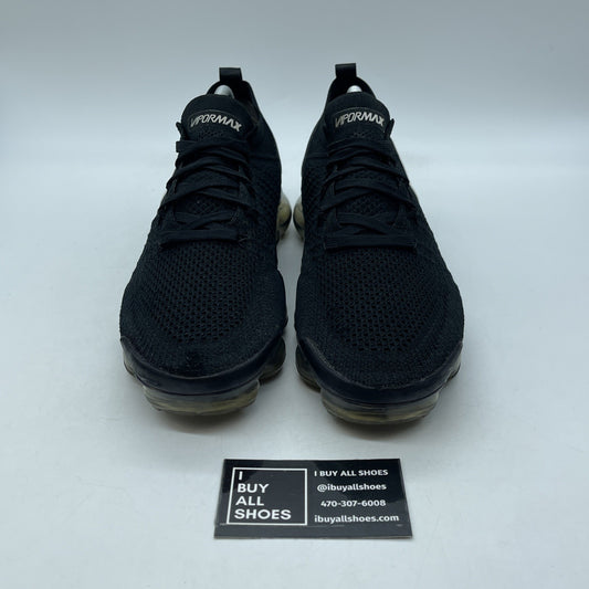 Size 9.5 - Nike Air VaporMax Flyknit 2 Black White Suede Leather (942842-001)