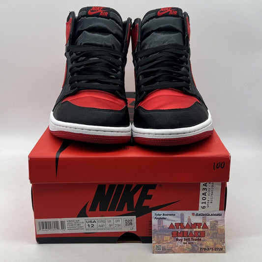 Size 12 - Air Jordan 1 Retro OG 2023 High Satin Bred W Black White (FD4810-061)