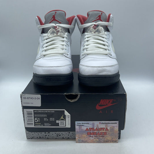 Size 5.5 - Jordan 5 Retro Mid Fire Red Black White Leather (440888-102)