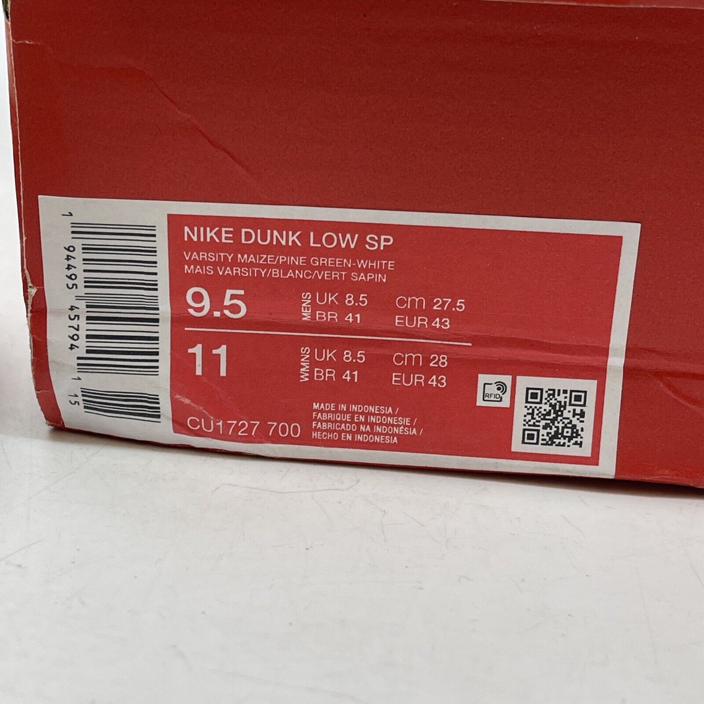 Size 9.5 - Nike Dunk SP 2020 Low Brazil Green Yellow Leatger Suede (CU1727-700)