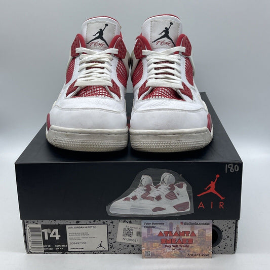 Size 14 - Jordan 4 Retro alternate 89 2016 White Red Leather (308497-106)
