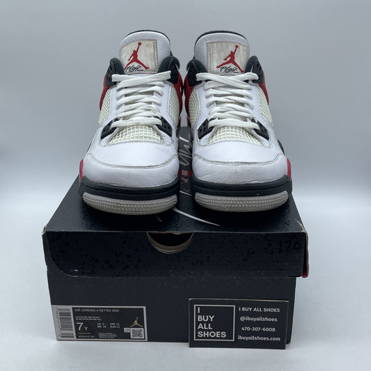 Size 7Y - Jordan 4 Retro Mid Red Cement White Red Black Leather (408452-161)