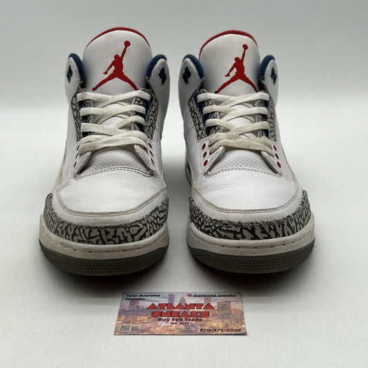 Size 13 - Jordan 3 Retro OG Mid True Blue White Grey Black Leather (854262-106)