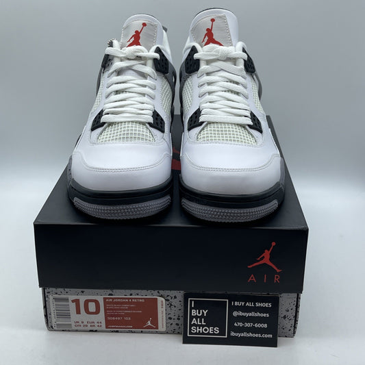 Size 10 - Jordan 4 Retro Cement 2012 Black White Leather (308497-103)